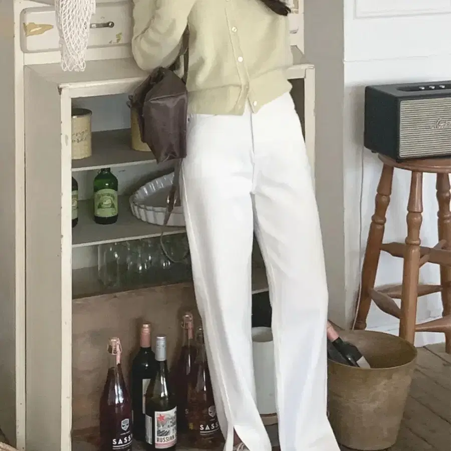 고고싱 슬릿 코튼팬츠