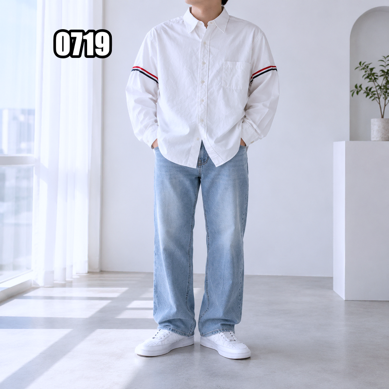 M 톰브라운 화이트 옥스포드 셔츠