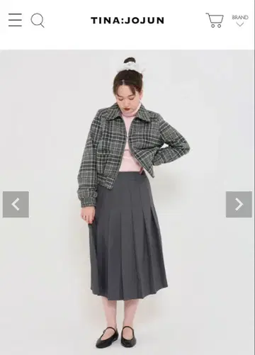 TINA:JOJUN 체크 무늬 숏 기장 블루종