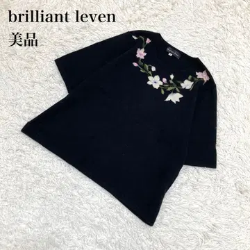 brilliant leven 니트 반팔 꽃무늬 블랙 40 U684