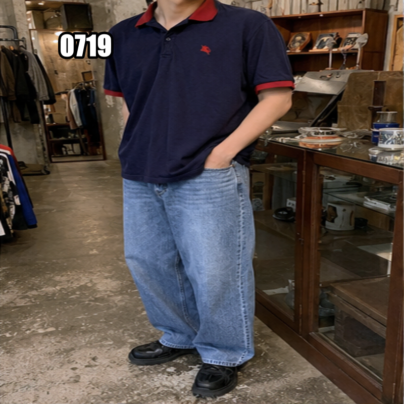 3XL 버버리 기마상 배색 반팔 카라티