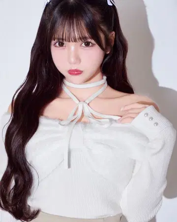 미셸 마카롱 아자토 오프숄더 리본 니트 F