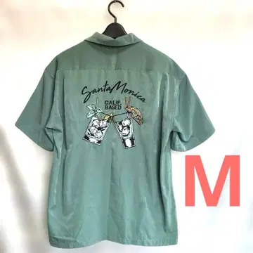 RAG MACHINE 반팔 셔츠 그린 백 자수 남성용 M 사이즈