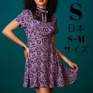 S 보라색 반팔 미니 원피스 호손티드 맨션 디즈니 할로윈
