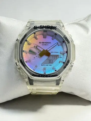 Q434 손목시계 CASIO G-SHOCK 클리어 스켈레톤 레인보우 다이얼