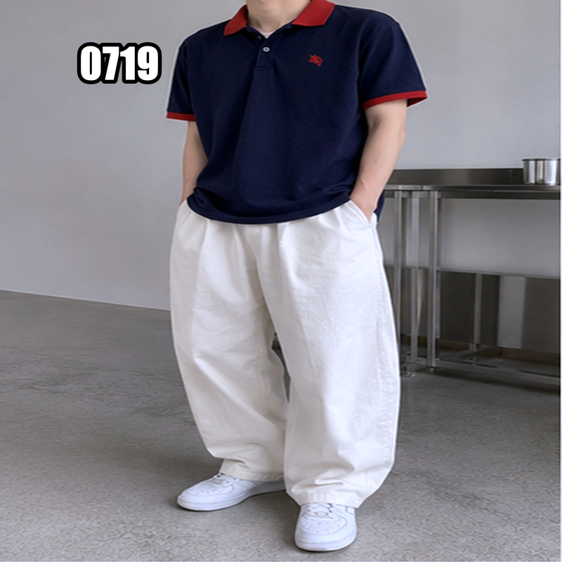 3XL 버버리 기마상 배색 반팔 카라티