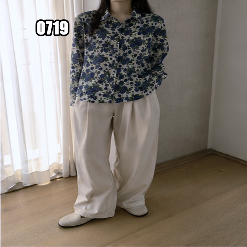 XL 폴 스미스 플라워 패턴 긴소매 카라 셔츠