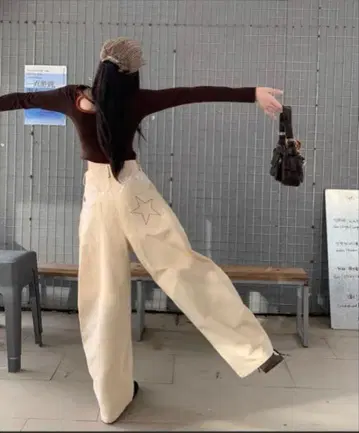 Y2k 해외 걸 데님 팬츠