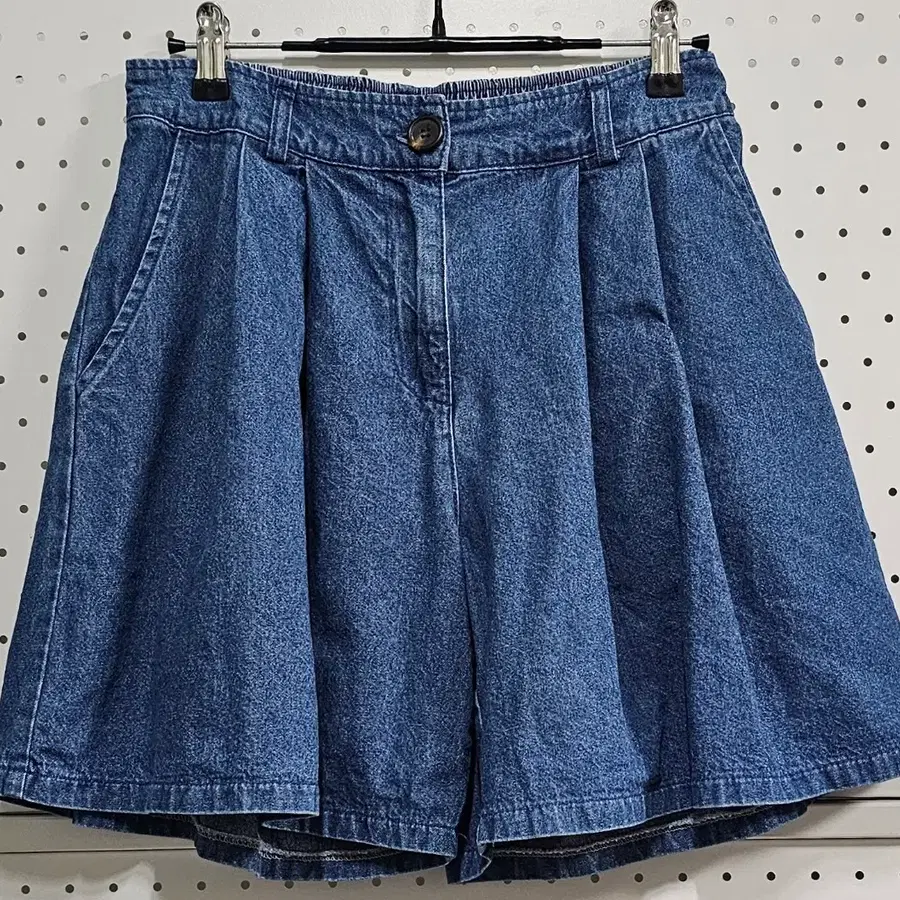 클리지 청 데님 큐롯 팬츠 핀턱 A라인 청반바지