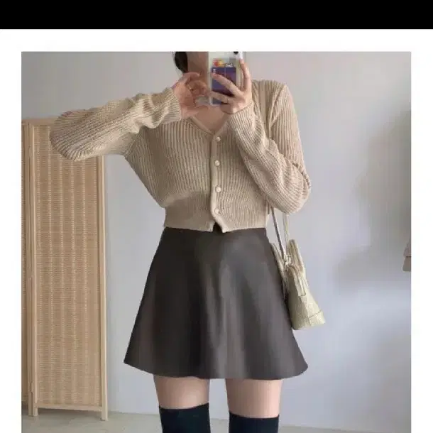 진베이지색 긴팔 크롭 가디건 (XS/S/M, 44/55/66, 80/85/90 사이즈)