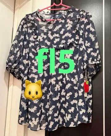 [기간 한정] 프랑슈리페 fl5 우글우글 고양이 블라우스 택 포함 새상품 네이비
