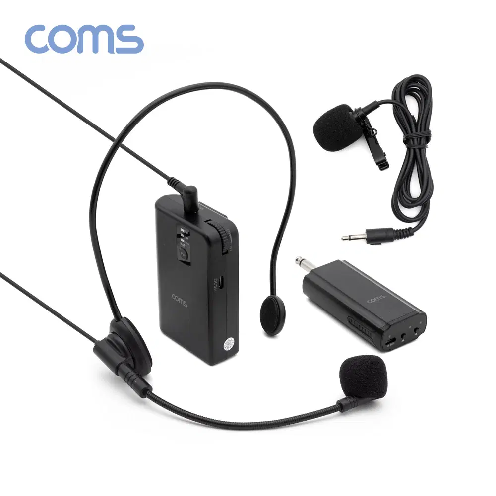 딜러가격(새상품)[WW471] Coms UHF 무선 헤드셋 마이크+핀 마이크 송수신기 세트