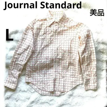 저널 스탠다드 오렌지 x 브라운 체크 긴팔 셔츠 L 사이즈