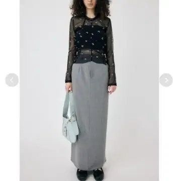 새상품 MOUSSY 마우지 FLARE BACK 맥시 스커트 그레이 2