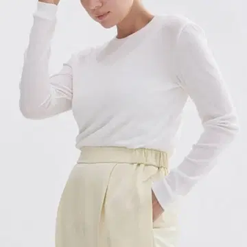 yori 요리 캐시미어 실크 시어 테레 콜론 Tee 화이트