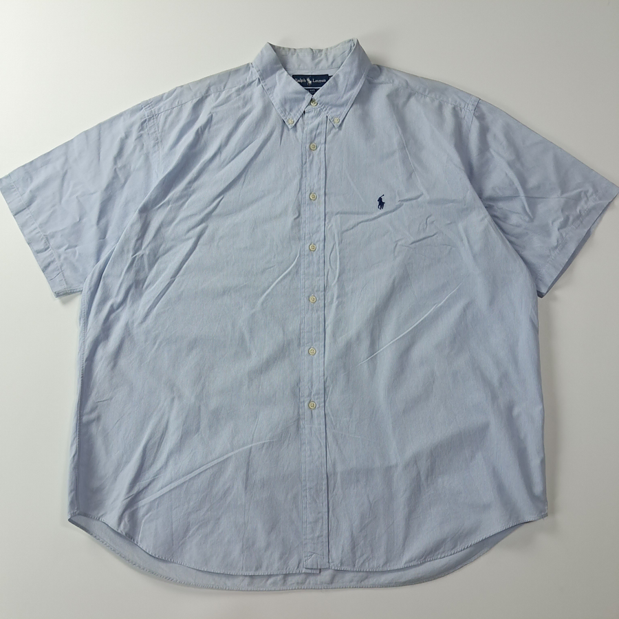 CA639 2XL 폴로 빅사이즈 90s 블루 핀스트라이프 반팔 셔츠 남방