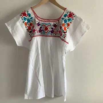 멕시코 블라우스 튜닉 자수 반팔 셔츠 공예품 오아하카 기념품 Mexico