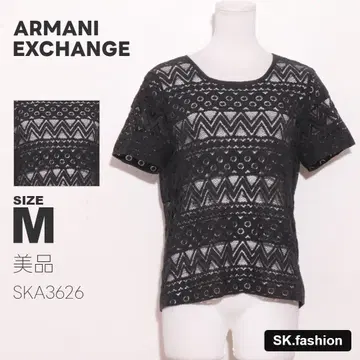 새상품급 ARMANI EXCHANGE 상의 티셔츠 전체 레이스 올 패턴 실크 혼방