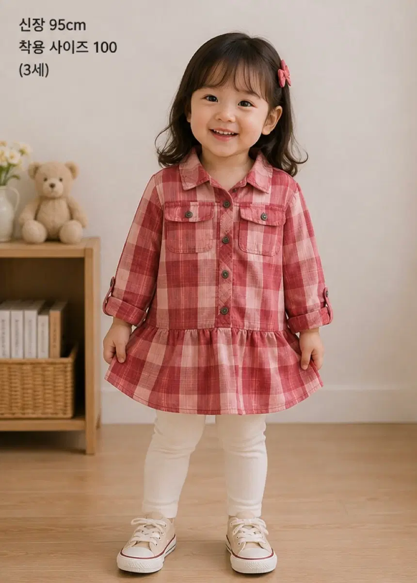 2y사이즈 100사이즈 버버리칠드런 체크남방셔츠원피스 정품