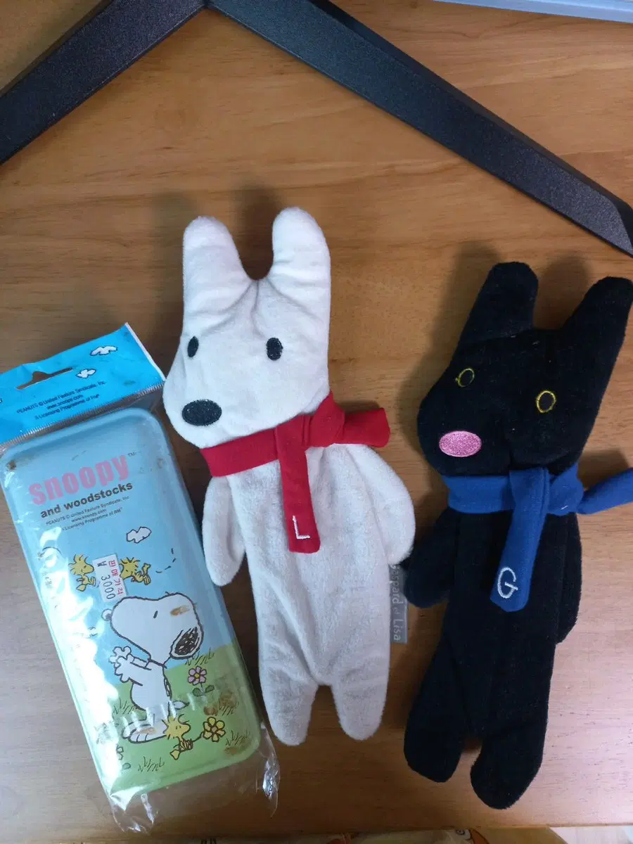 가스파드와 리사 봉제 필통 + 스누피 틴케이스 필통 3종 일괄