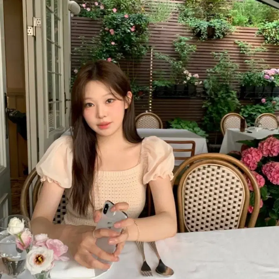 무배) 베르니마켓 verni 쉘리 쉬폰 니트 피치
