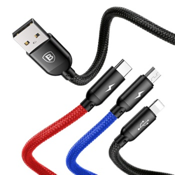 USB-A 3in1 멀티 충전케이블 1.2m 3.5A 데이터전송