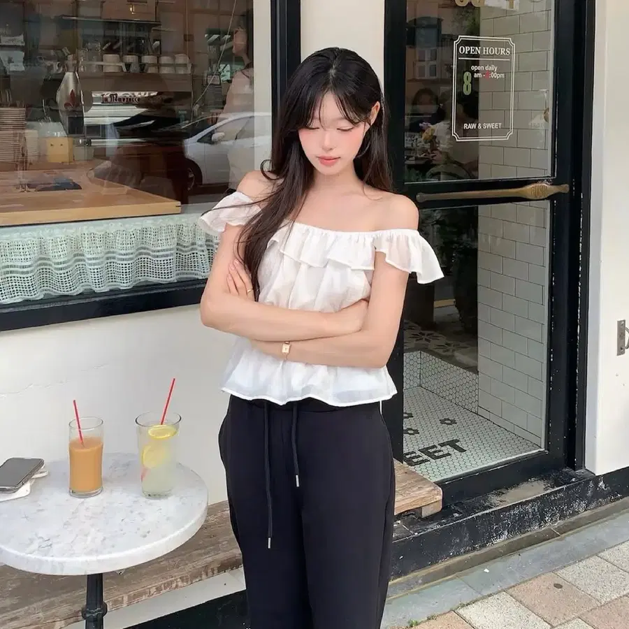 (새상품) latelier 라플리에 엔젤 블라우스 화이트