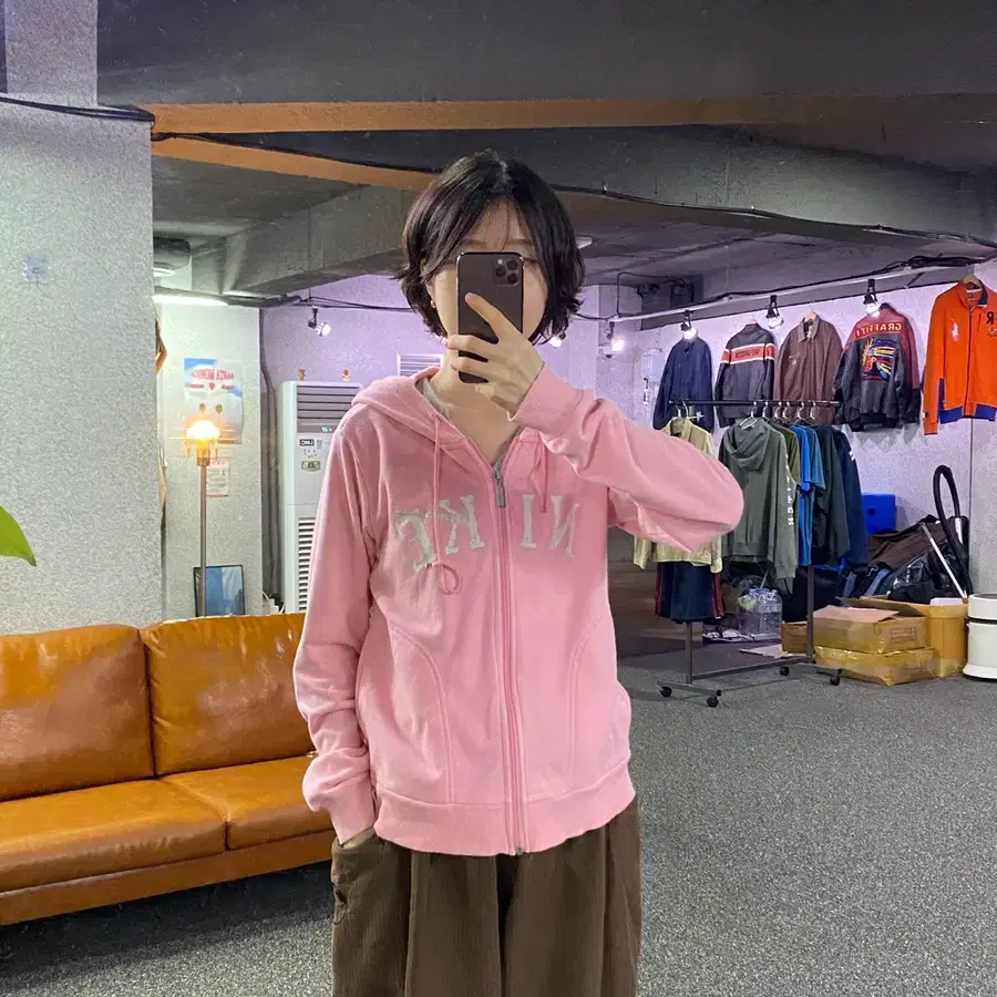 나이키 라운드로고 스우시 핑크 후드집업 B5657