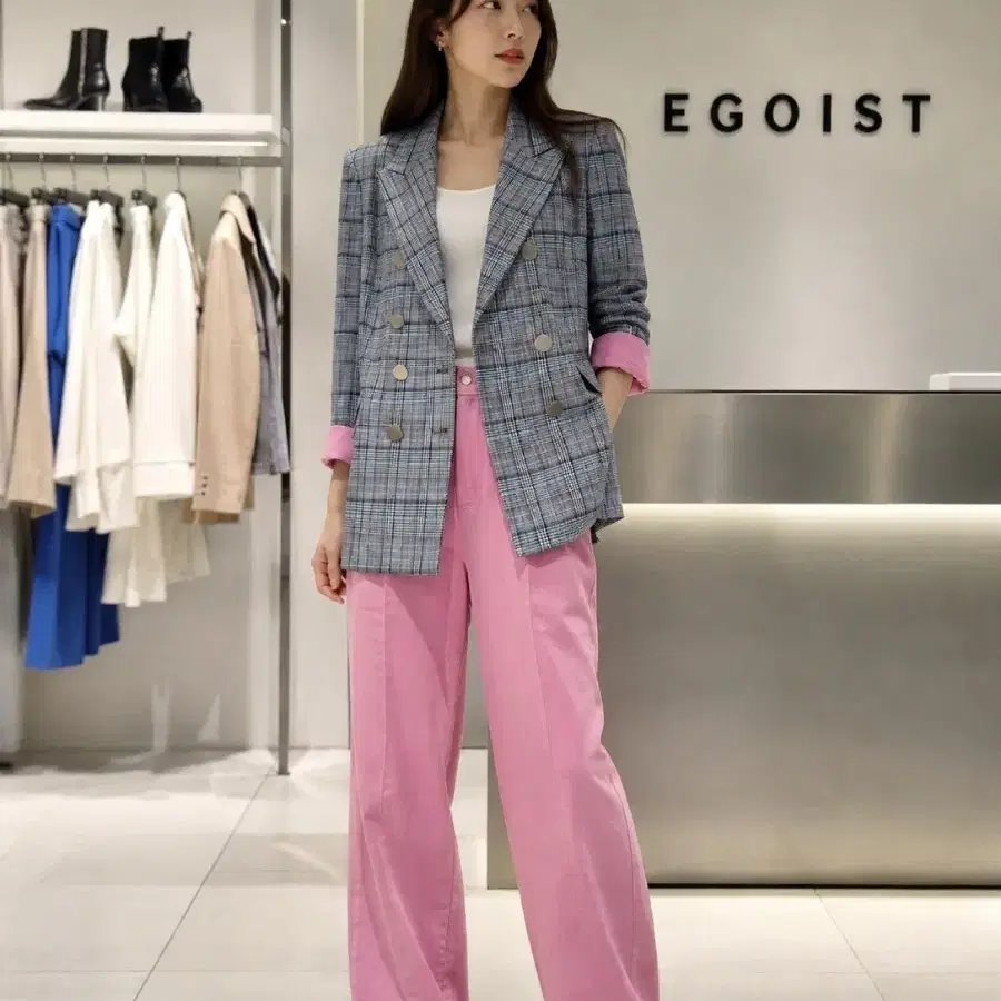 EGOIST 체크 더블 자켓