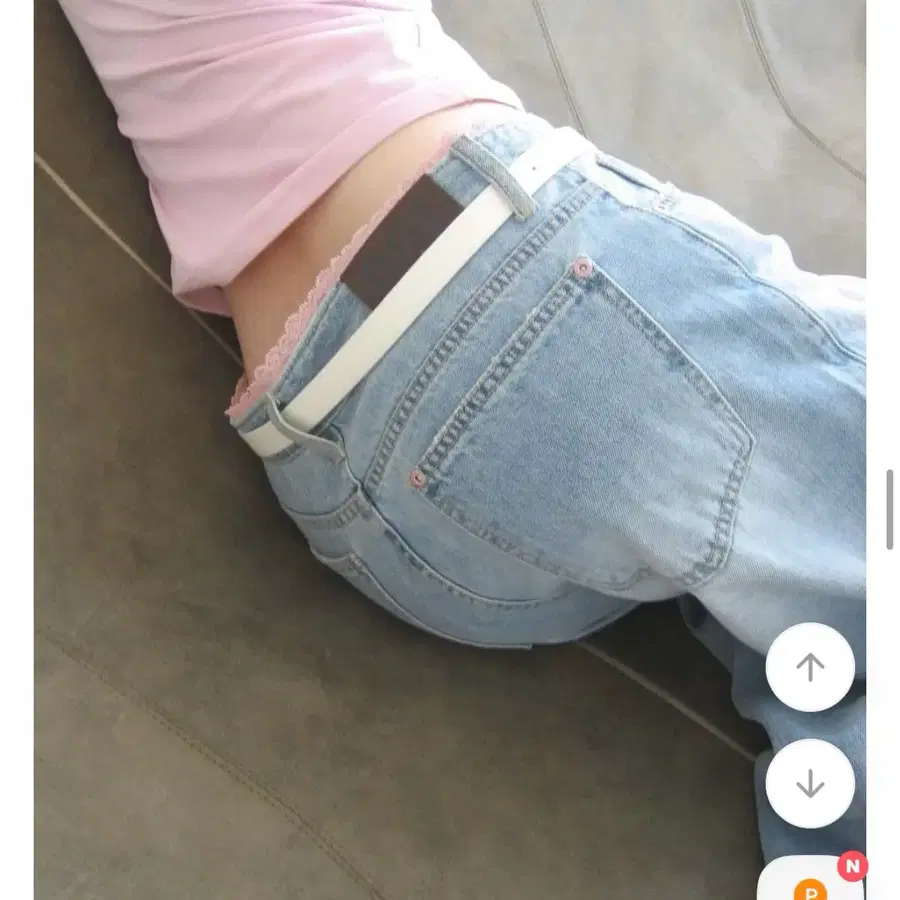 핑크 레이스 새깅 레이어드팬츠 s