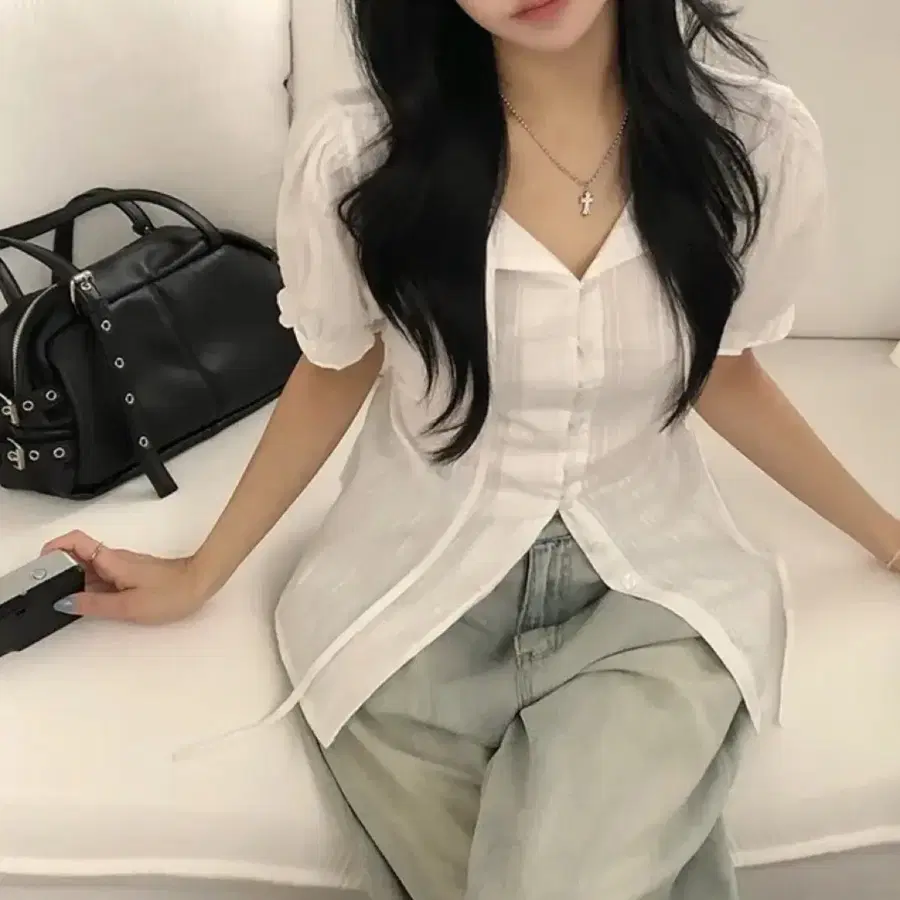 퍼프소매 셔츠 블라우스