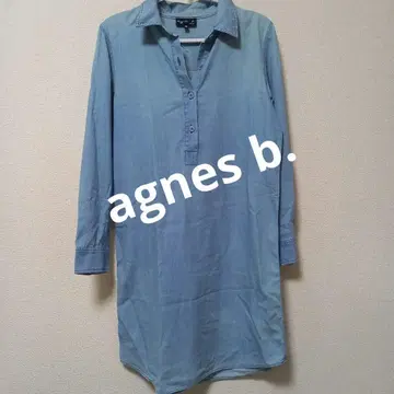 agnes b. 데님 데미지 셔츠 원피스 긴팔 사이즈 36