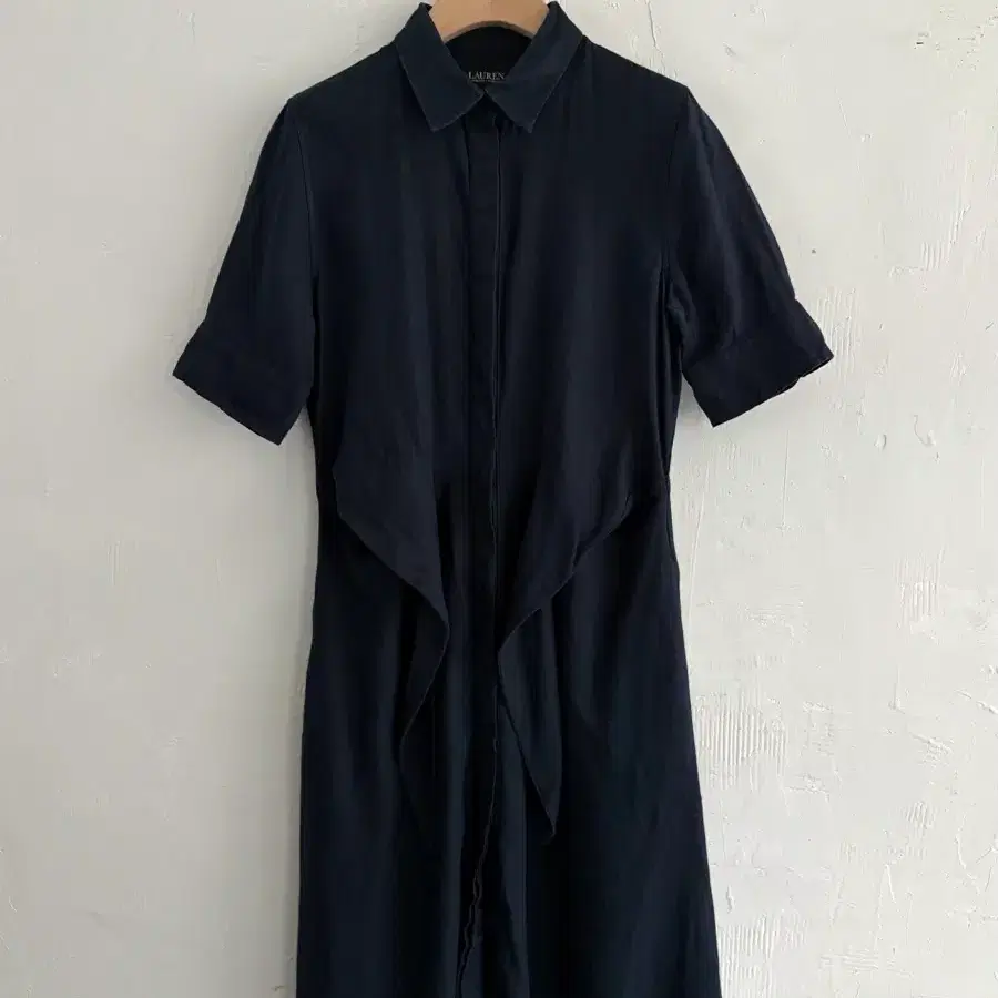 Polo 랄프로렌 네이비 카라 스트랩 린넨 롱 원피스