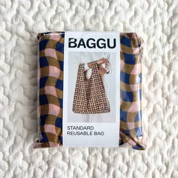 새상품 BAGGU STANDARD 스탠다드 웨이브 체크 에코백