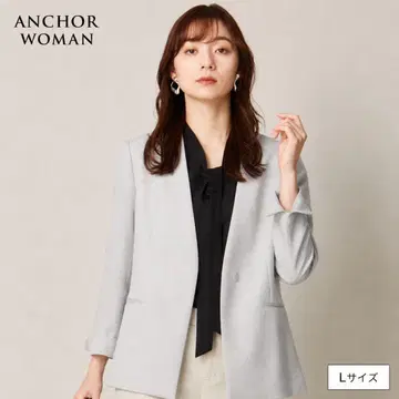 ANCHOR WOMAN 세탁 가능한 V 컬러 롱 재킷 L 그레이