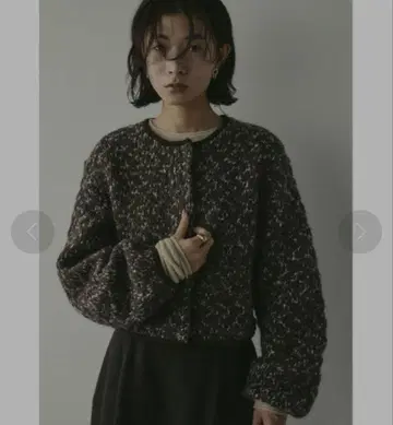 스타일 미키서 트위드 라이크 니트 가디건