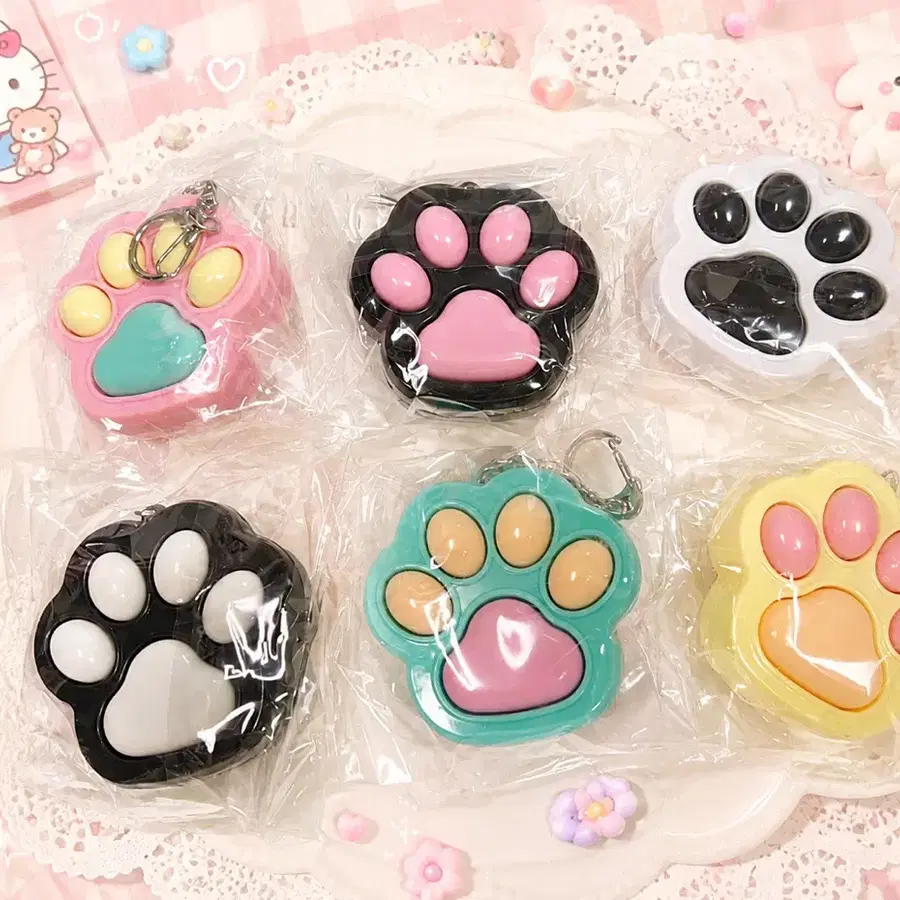 강아지 고양이 발바닥 모양 클릭커 키링