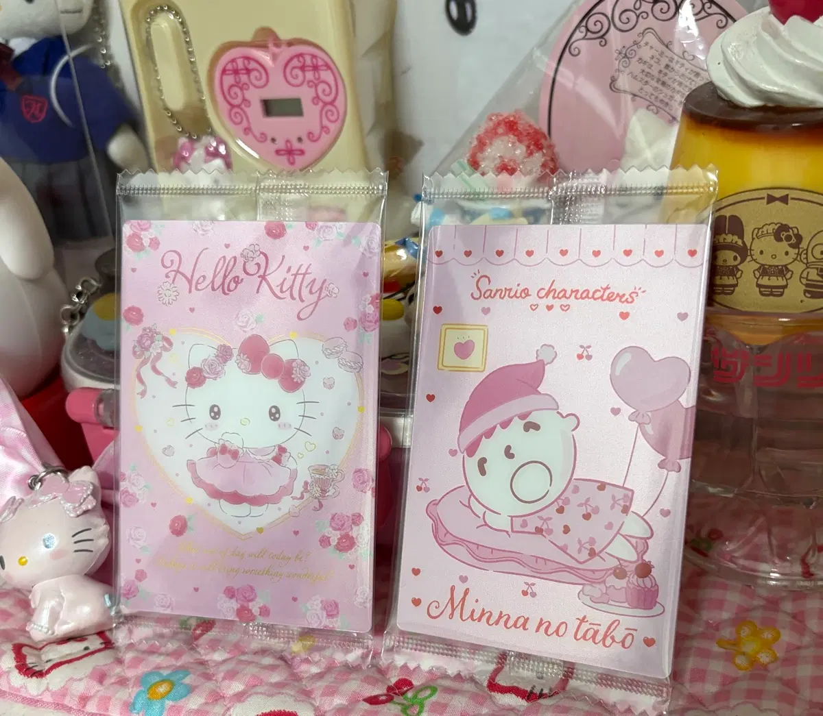 산리오 헬로키티 미나노타보 핑크 로즈 카드 웨하스 포카 일본