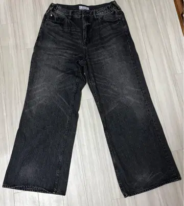 세미 플레어 와이드 데님 블랙