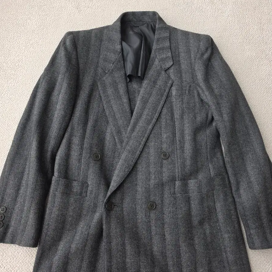 LANVIN 랑방 그레이 헤링본 더블 자켓 95-100
