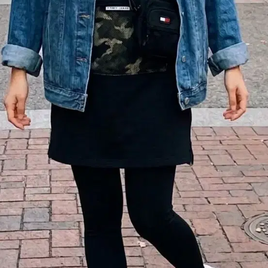 타미진스 TOMMY JEANS  메쉬 포켓 반팔 후드원피스 S