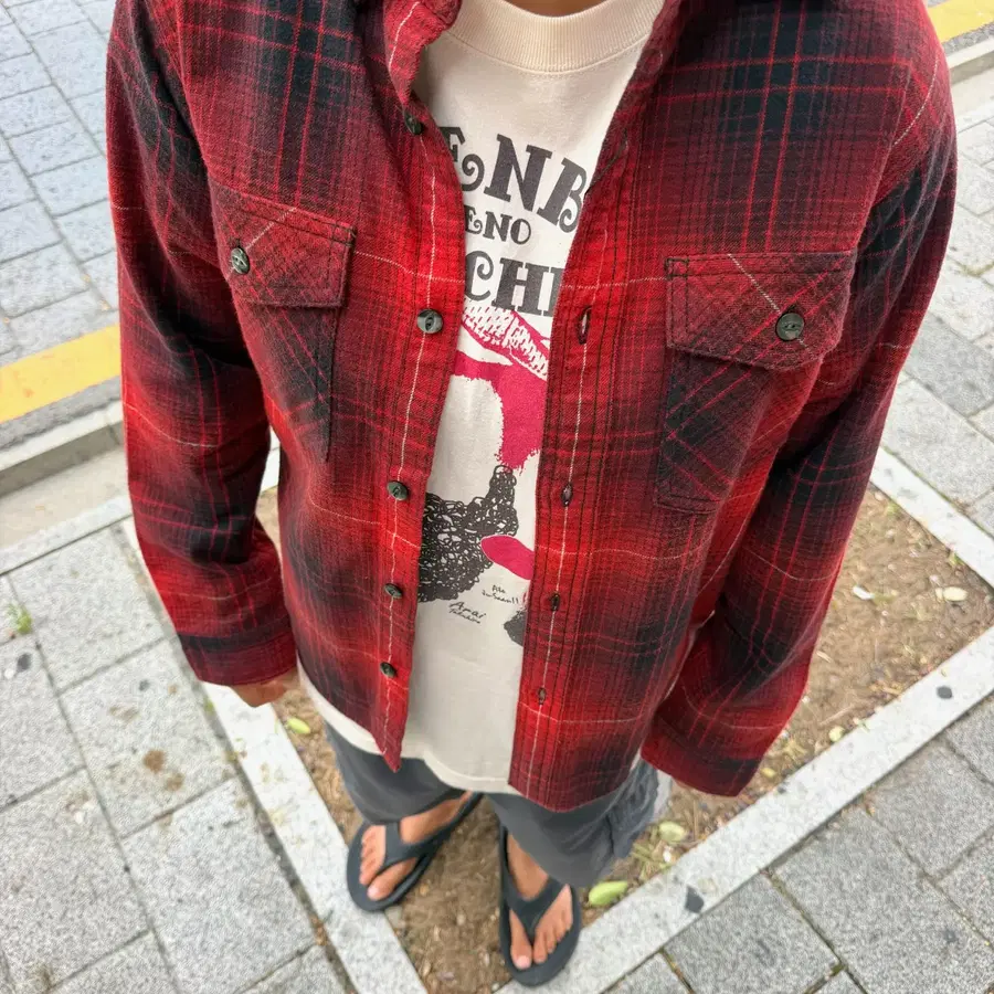 BEAMS BOY Red  Flannel Shirt