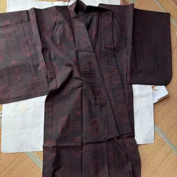 기모노 기하학 패턴 다크 브라운 일본 의류