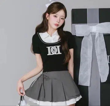 Darich DD 로고 레이어드 니트탑 블랙