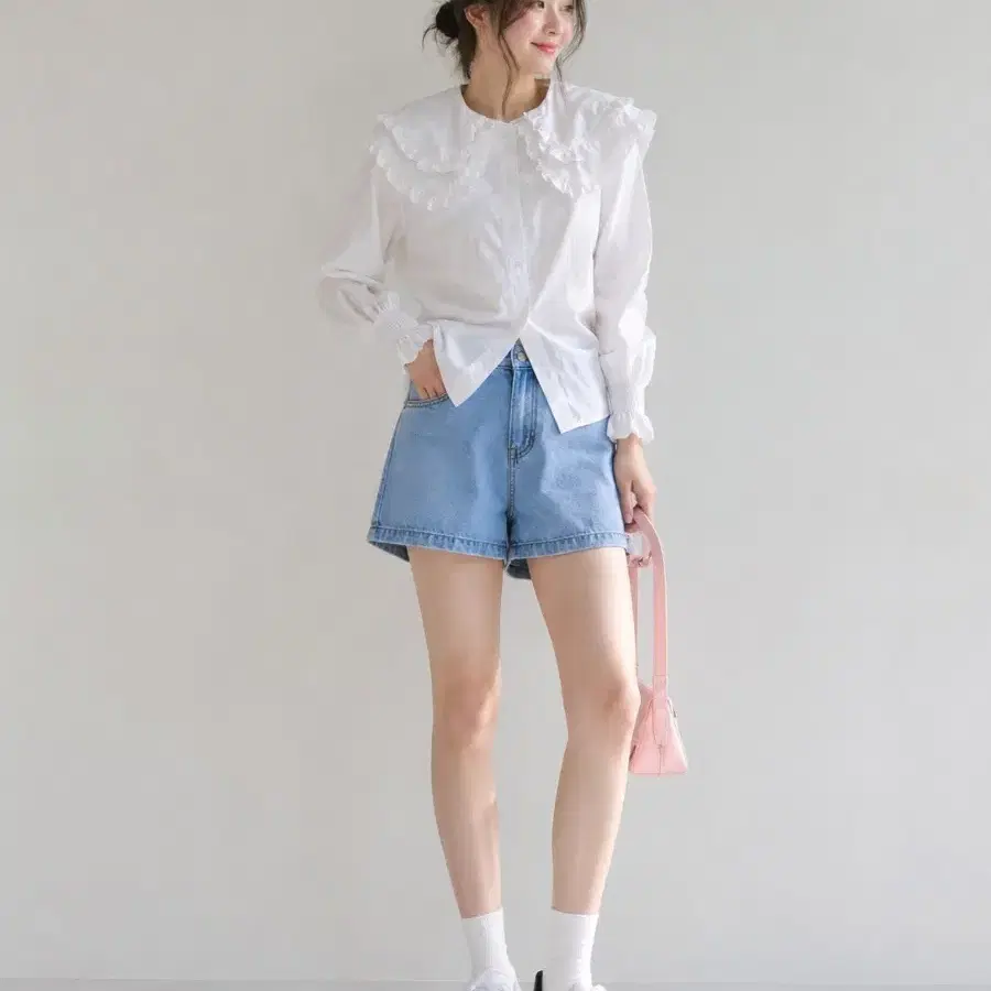 편집샾 이중프릴 쎄일러 블라우스