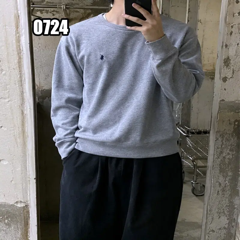 L 폴로 랄프로렌 클래식 크루넥 그레이 맨투맨
