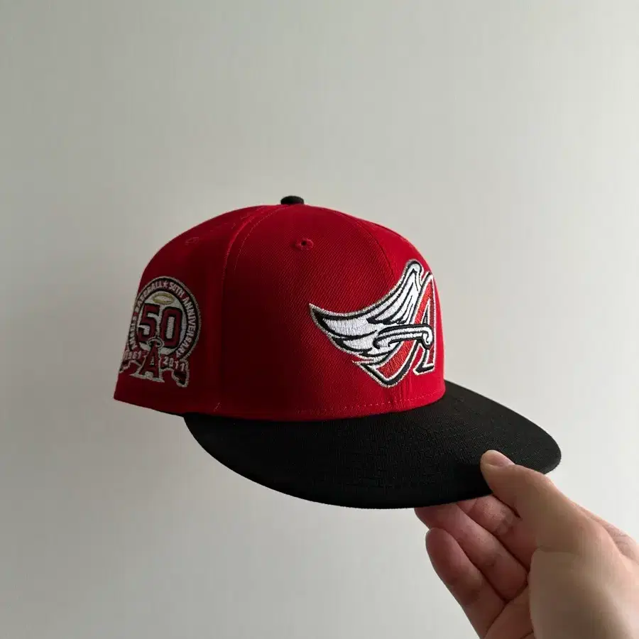 희귀 뉴에라 59fifty LA 에인절스 레드 피티드캡