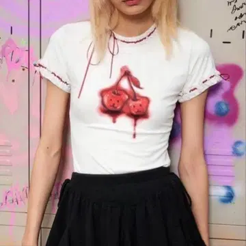 CFHERCE T셔츠 새상품급 체리 리본 XG newjeans Y2K