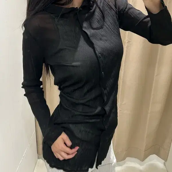 BISTY 재패니즈 쉬폰 롱 셔츠 R2891