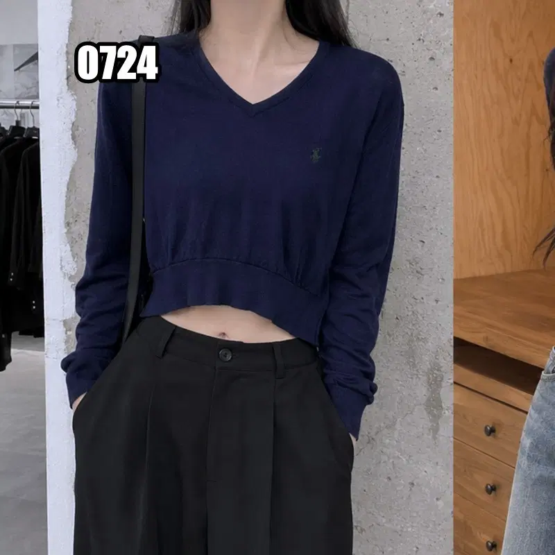 M 폴로 랄프로렌 크롭 리메이크 브이넥 니트